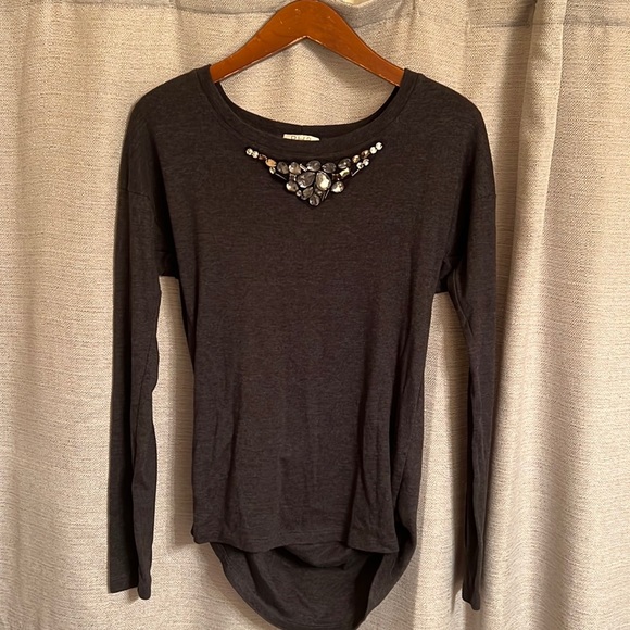 PH8 Gem Neckline Long Sleeve Shirt with Open Back - Picture 1 of 4